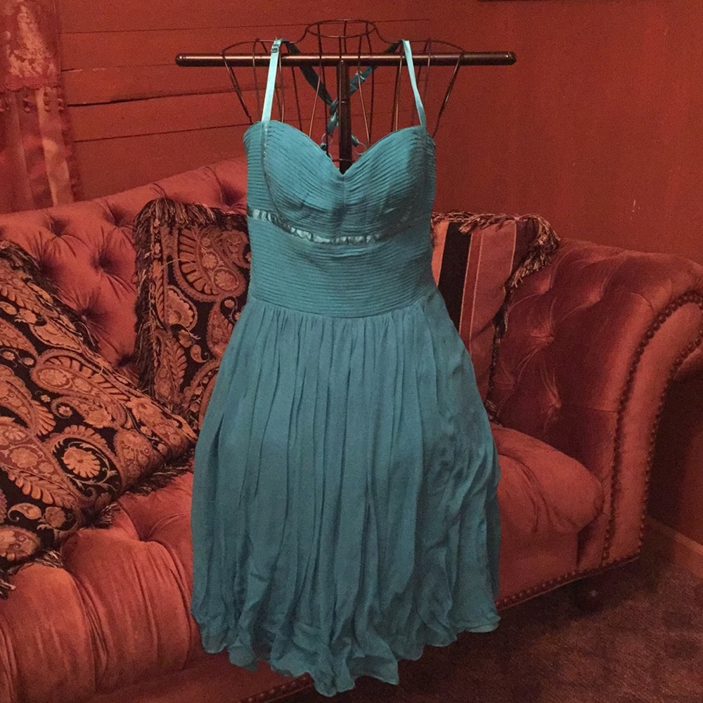 Nicole Miller sheer teal dress